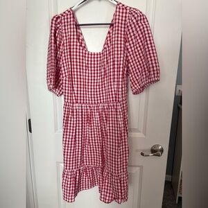 LOFT Red and White Gingham Dress